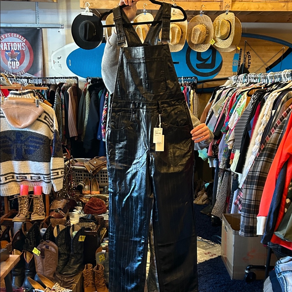 Good American Black Denim Overalls for Women
